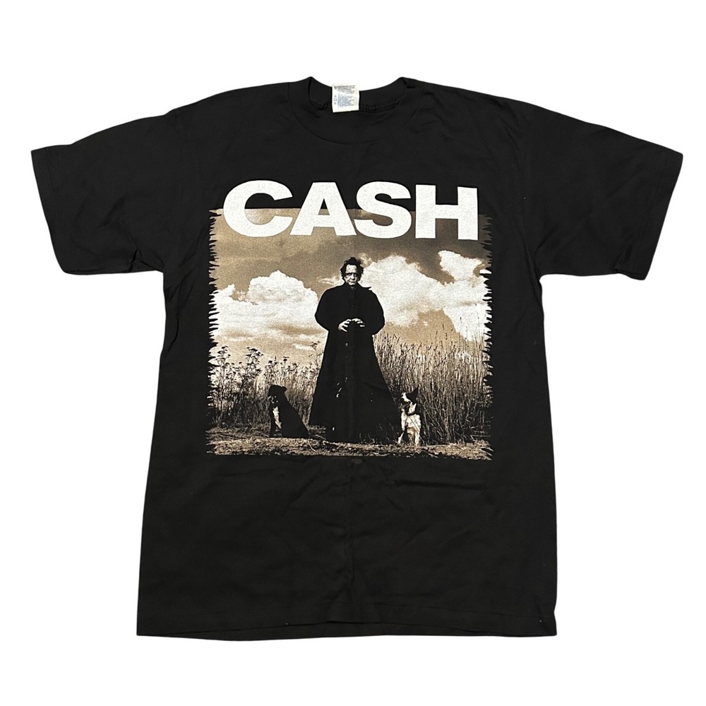 Vintage 1996 Johnny Cash Tee Winterland Large Black Single Stitch‎ Made in USA